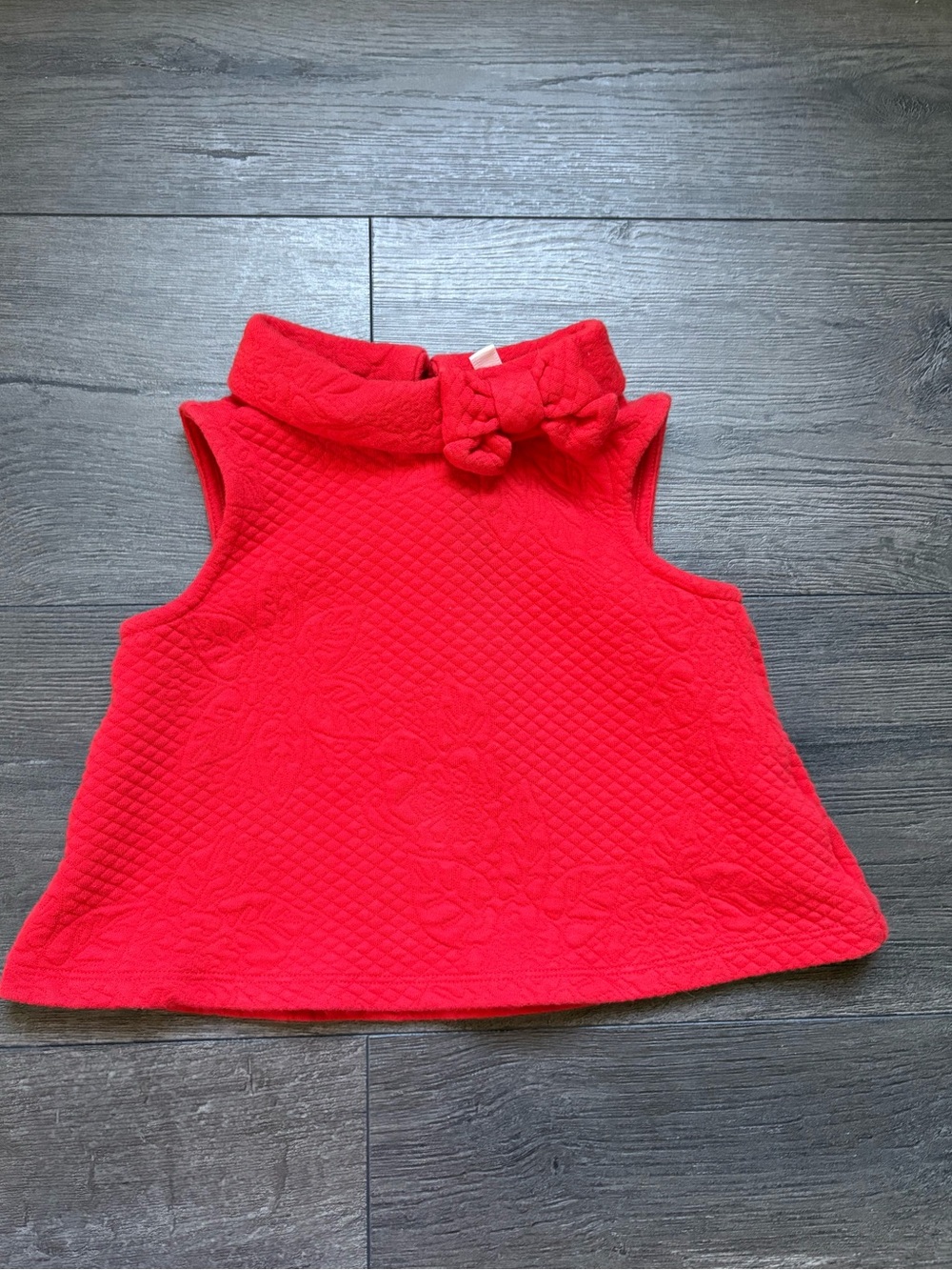 Janie and Jack Girls I Am Golden Bow Collar Top Red Textured Sleeveless Size 3